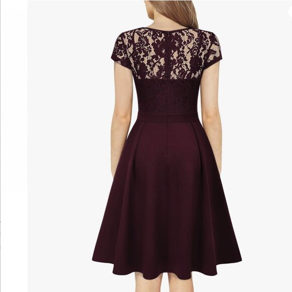 MISSMAY Retro Floral Lace V-Neck Cocktail Party Swing Dress NWT - Picture 3 of 14